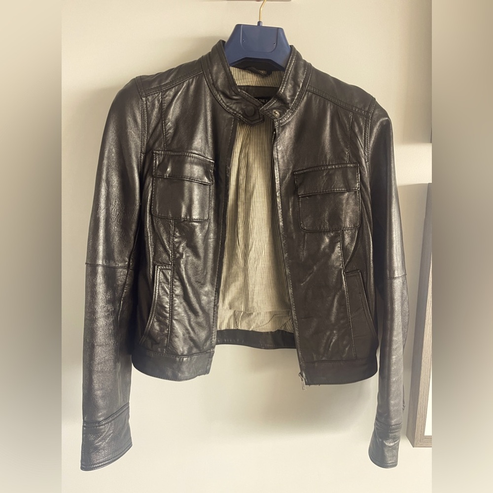 Members Only Women's Leather Biker Jacket Size S